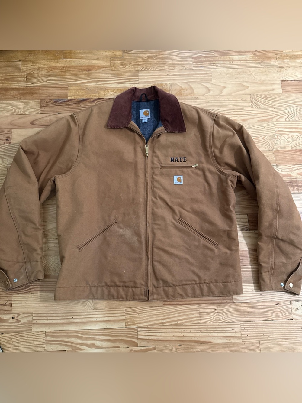 Carhartt Detroit Workwear Jacket J001 BRN Men XL Tall Brown Duck Blanket Lined